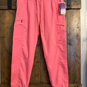 New, pink coral jogger, scrub pants